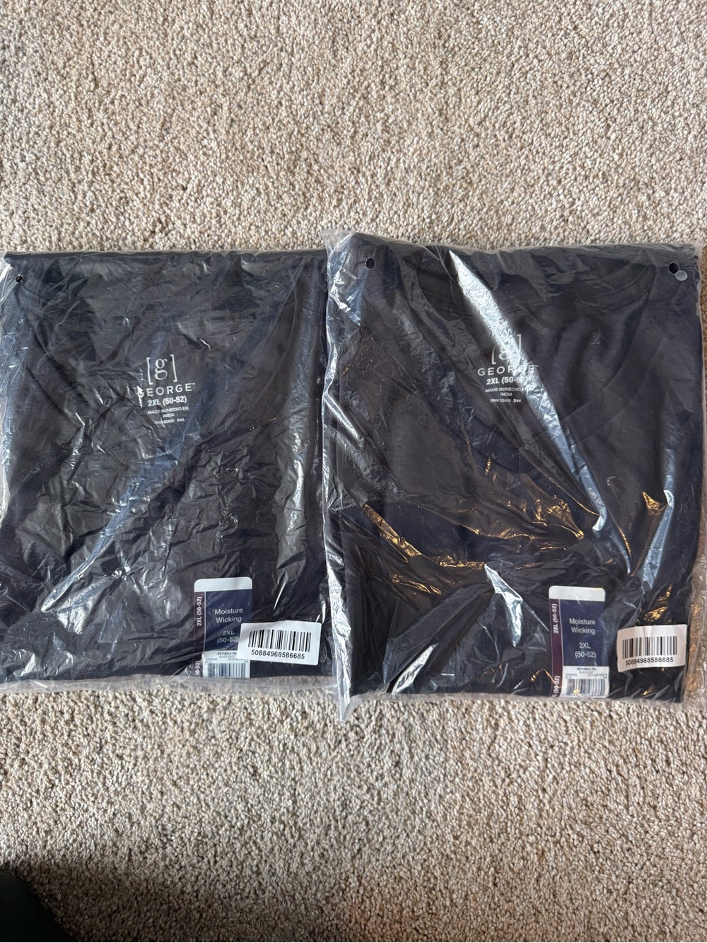 George Men’s Black Crew Neck Shirt 2XL, 2 pack